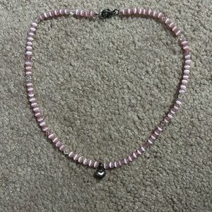 Pink necklace with heart charm